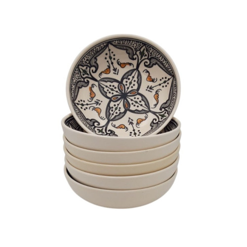 Lot de 6 assiettes creuses jatte Marocain noir - D 20 cm