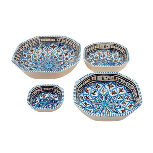 Lot de 4 plats octogonales Bakir turquoise