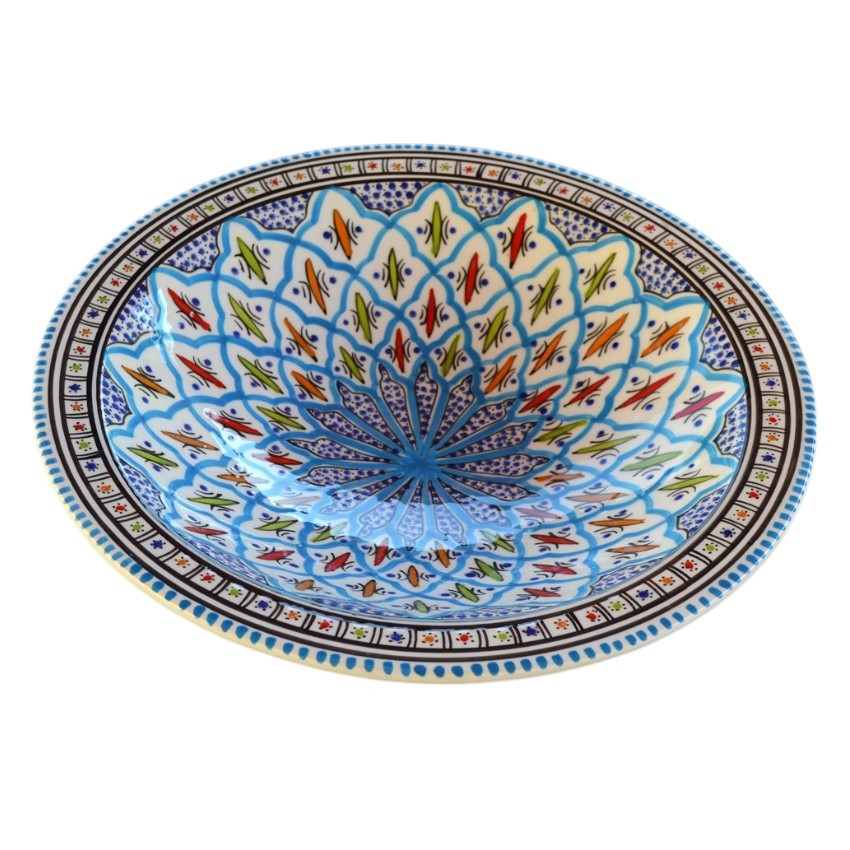 Plat Tebsi Bakir turquoise - D 37 cm