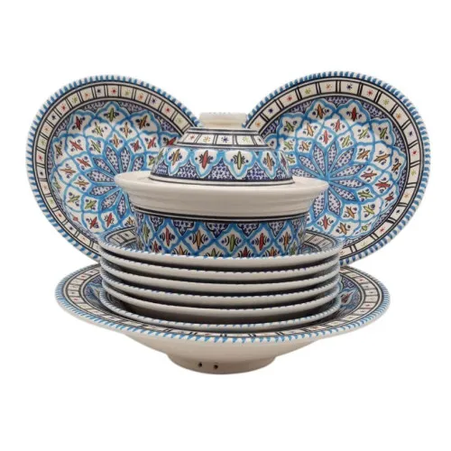 Service à couscous assiettes creuses Bakir turquoise -  pers 2
