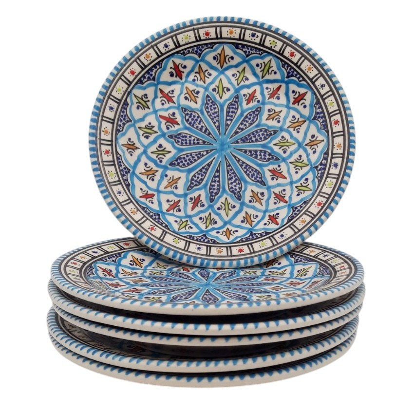 Lot de 6 assiettes plates Bakir turquoise - D 28 cm