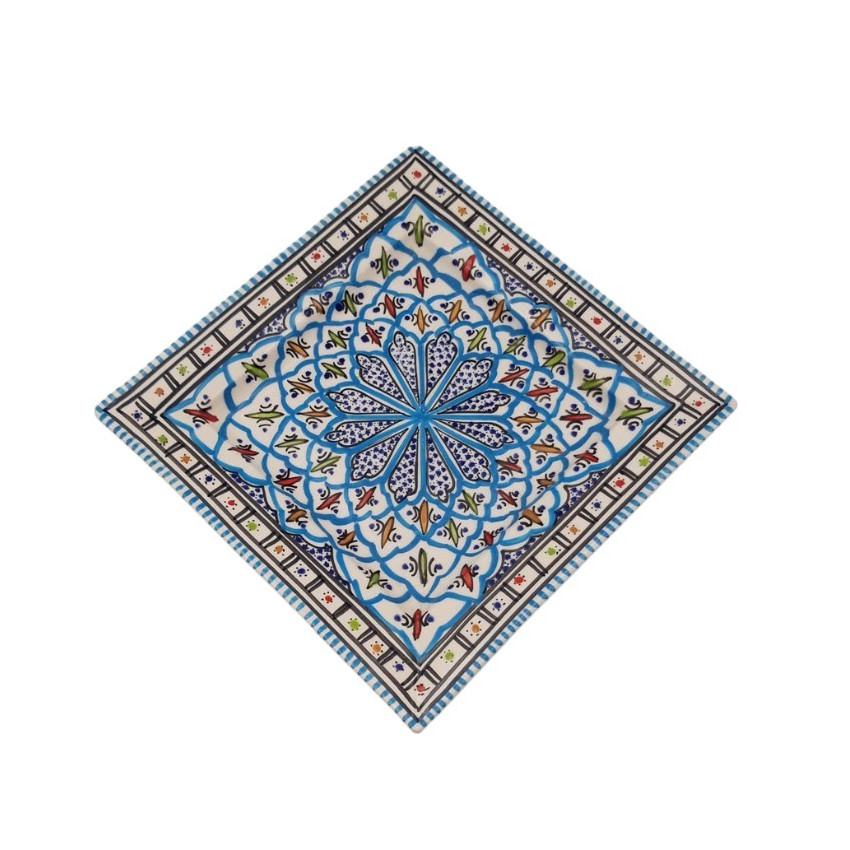 Assiette carrée Bakir turquoise - L 19 cm