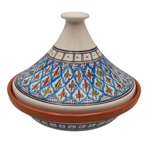 Tajine Bakir turquoise - D 31 cm traditionnel