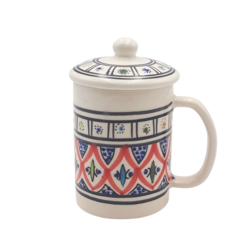 Tasse avec couvercle en céramique 25 cL Bakir Rouge