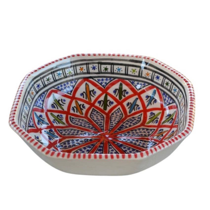 Plat octogonal Bakir rouge - L 25 cm