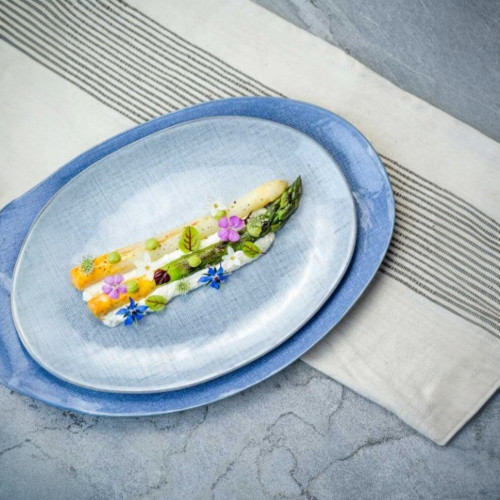 Assiette plate ovale Sajet Gris- D 35*24 cm