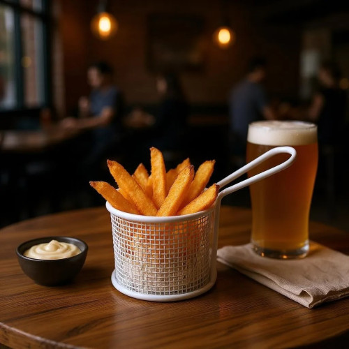 Mini panier rond de présentation à frites Blanc