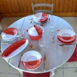 Assiette plate Kerouan rouge et blanc - D 24 cm