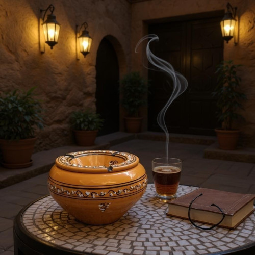 Cendrier marocain Tatoué Caramel - Grand modèle