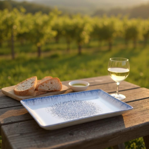 Assiette plate rectangle en porcelaine - 29.5*17*2.5 cm - Moon