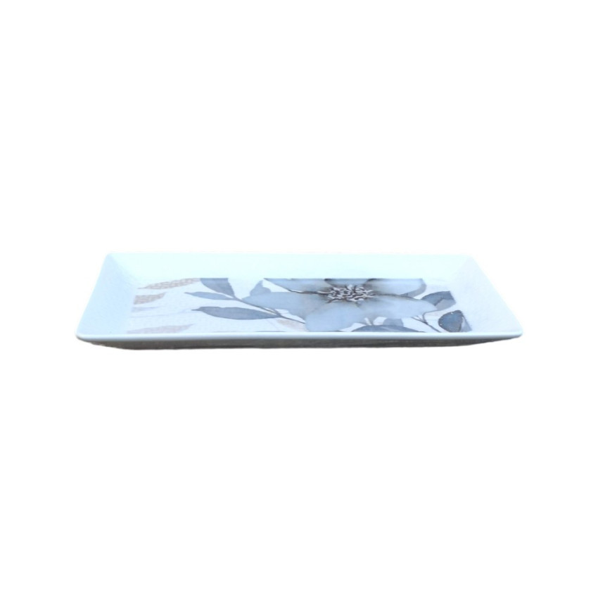 Assiette plate rectangle en porcelaine - 29.5*17*2.5 cm - Flora