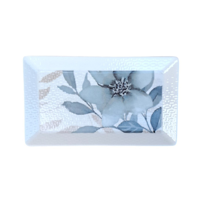 Assiette plate rectangle en porcelaine - 29.5*17*2.5 cm - Flora