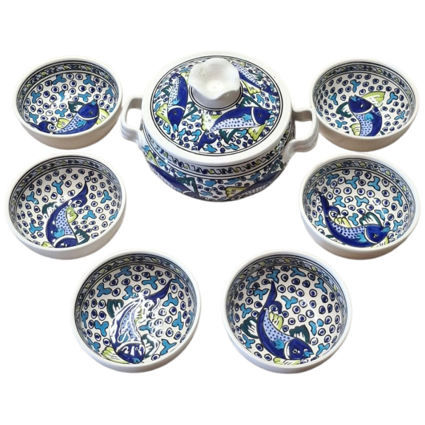 Service à soupe Poissons Bleus - 6 personnes