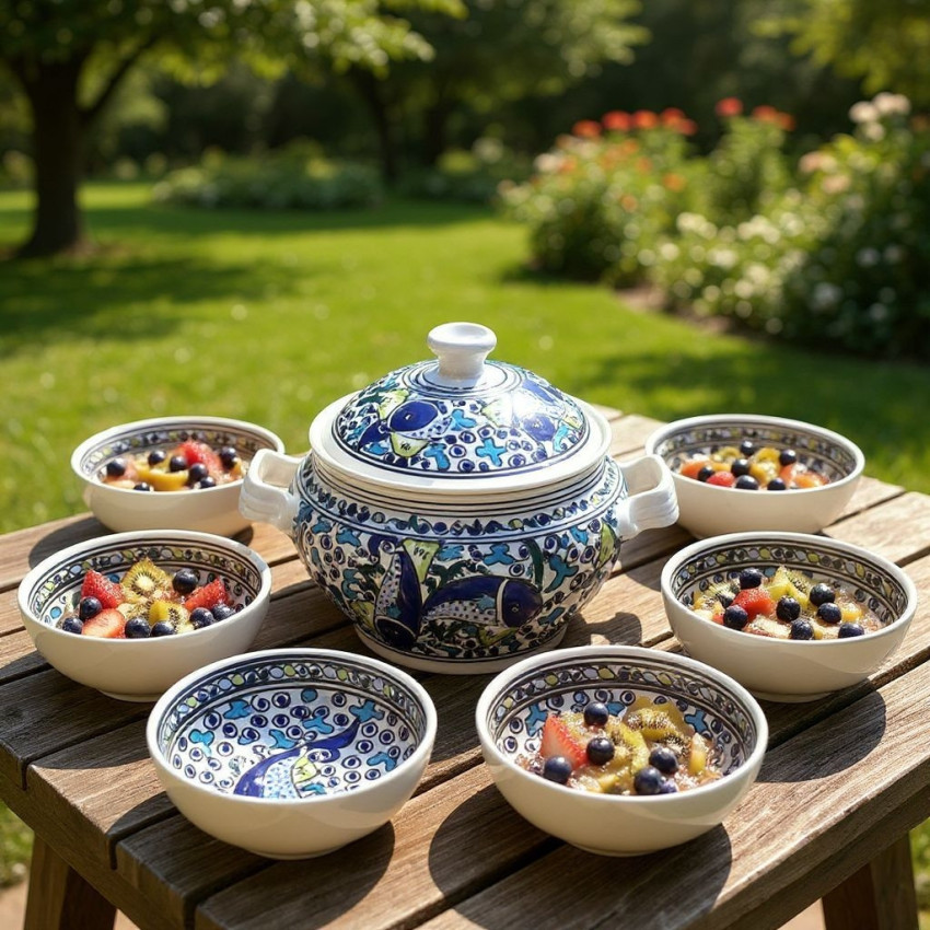 Service à soupe Poissons Bleus - 6 personnes