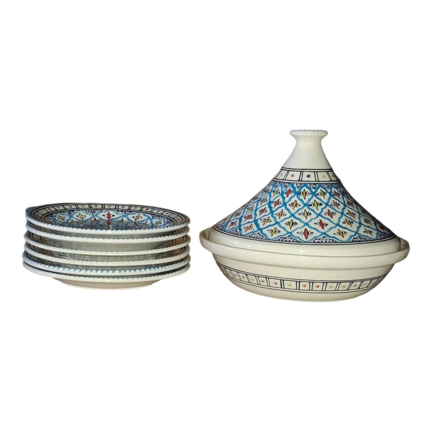 Service tajine assiettes plates Bakir Turquoise - 6 pers