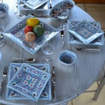 Assiette carrée Marocain turquoise Liseré - L 19 cm