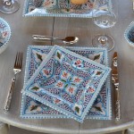 Assiette carrée Marocain turquoise Liseré - L 19 cm
