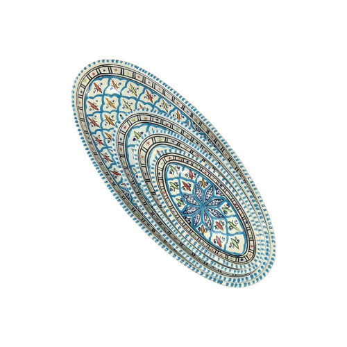 Lot 4 plats ovales céramique artisanale Bakir Turquoise