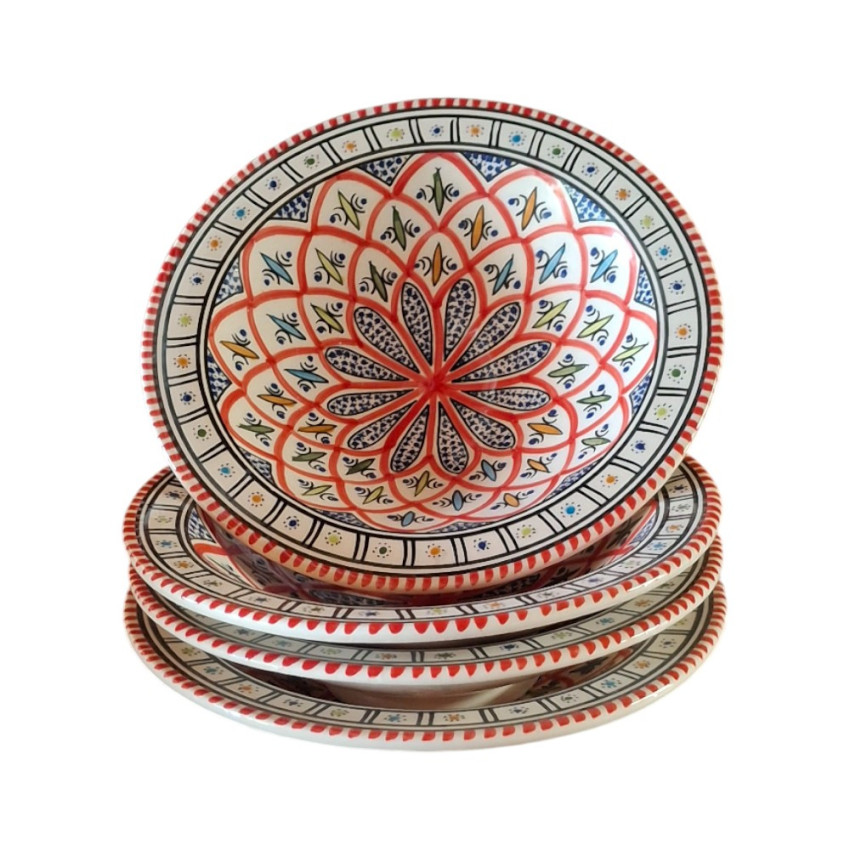 Lot de 4 assiettes creuses Tebsi Bakir rouge - D 23 cm