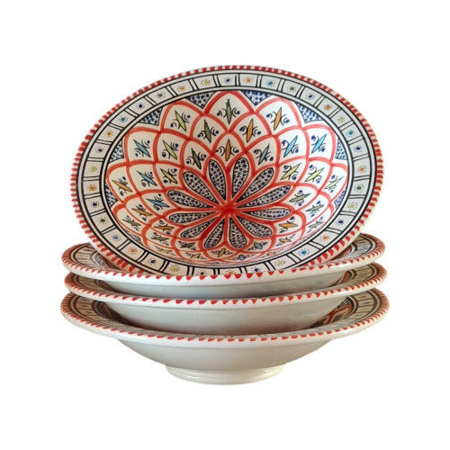 Lot de 4 assiettes creuses Tebsi Bakir rouge - D 23 cm