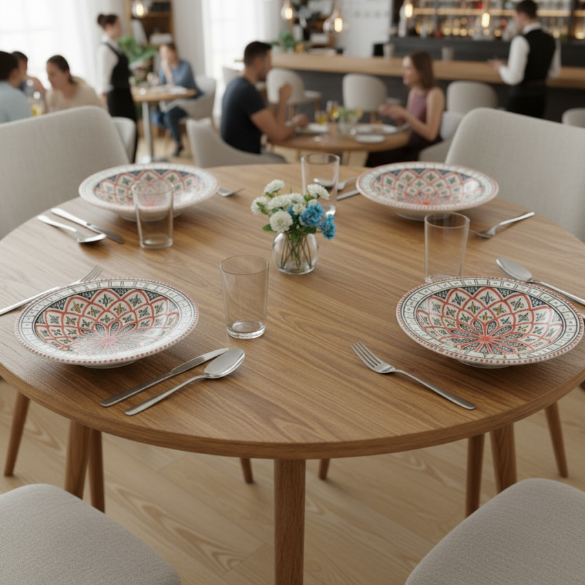 Lot de 4 assiettes creuses Tebsi Bakir rouge - D 23 cm