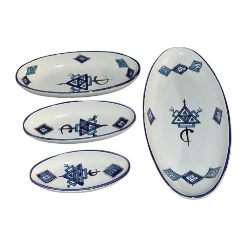 Lot de 4 plats ovales Sahel Bleu 2