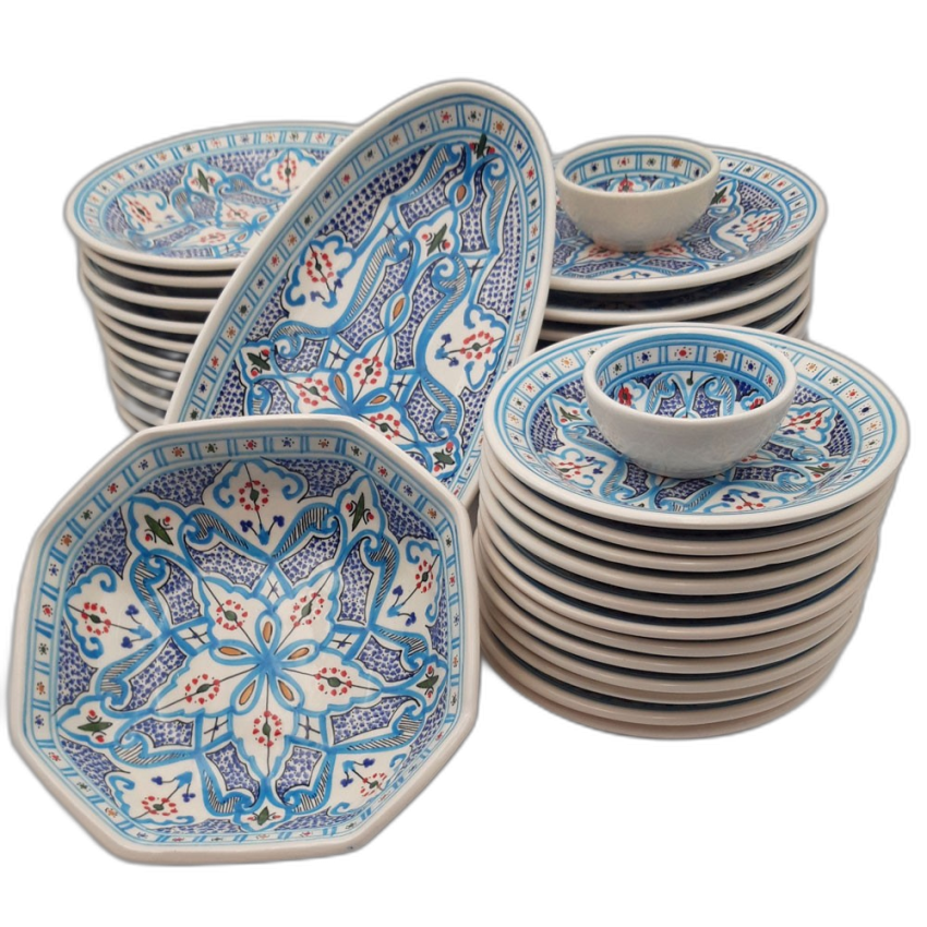 Service marocain turquoise 12 personnes | Vaisselle orientale