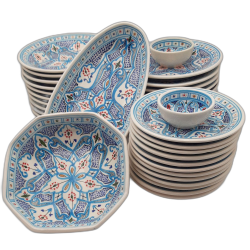 Service marocain turquoise 12 personnes | Vaisselle orientale