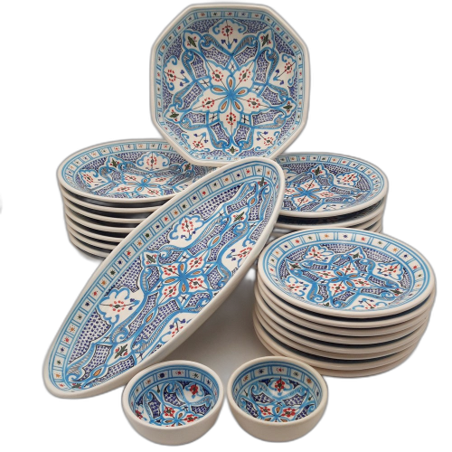Service marocain turquoise 8 personnes | Vaisselle orientale