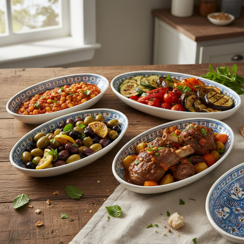 Lot 4 plats ovales céramique artisanale Marocain Turquoise