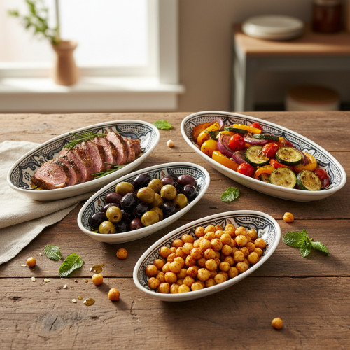 Lot 4 plats ovales céramique artisanale Marocain Noir