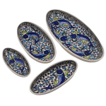 Lot 4 plats ovales céramique artisanale Poissons Bleus