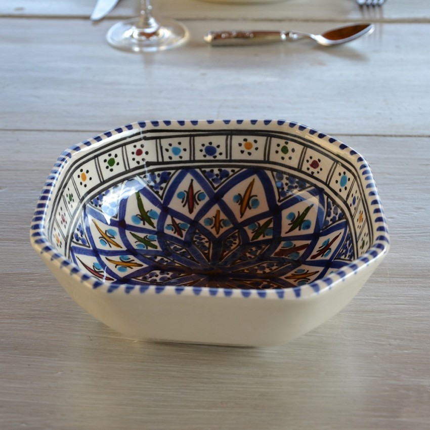 Plat octogonal Bakir bleu - L 16 cm