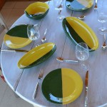 Plat ovale Kerouan jaune et vert - L 30 cm