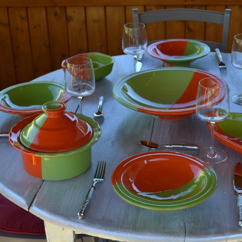 Assiette Tebsi Kerouan orange et vert - D 23 cm