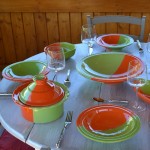 Assiette Tebsi Kerouan orange et vert - D 23 cm