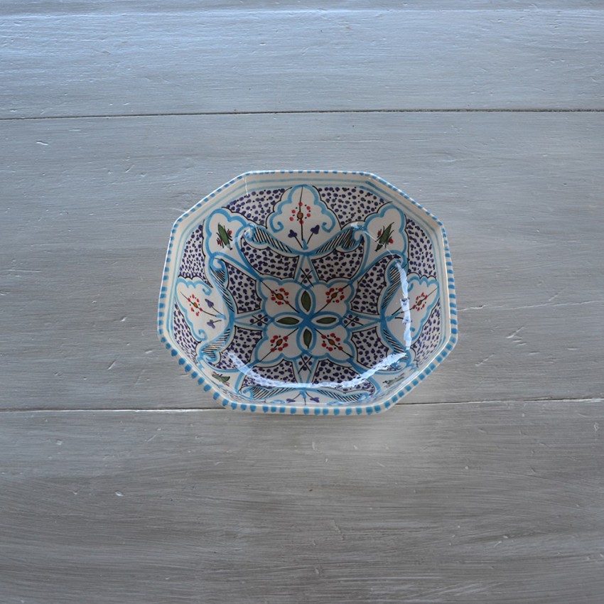Plat octogonal Marocain turquoise - L 16 cm