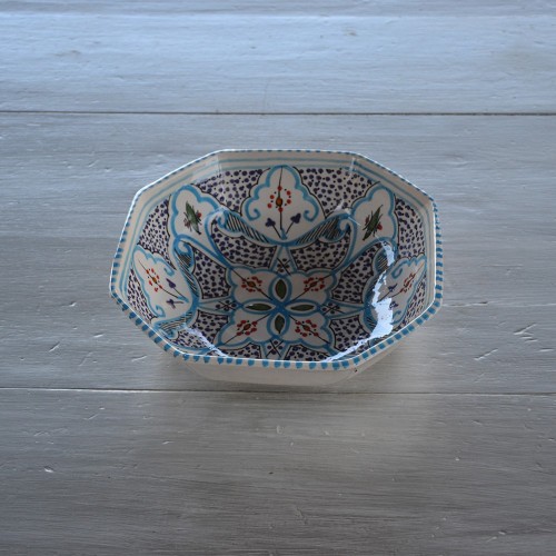 Plat octogonal Marocain turquoise Liseré - L 20 cm