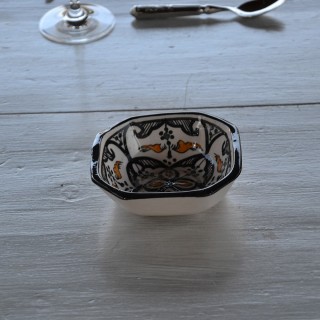 Plat octogonal Marocain noir Liseré - L 10 cm