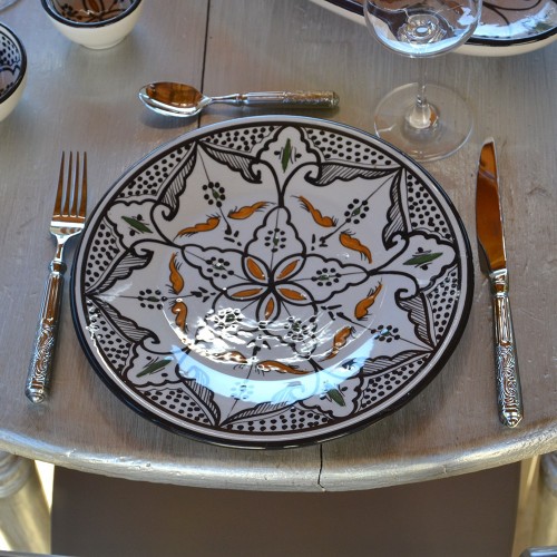 Assiette plate Marocain noir Liseré - D 28 cm
