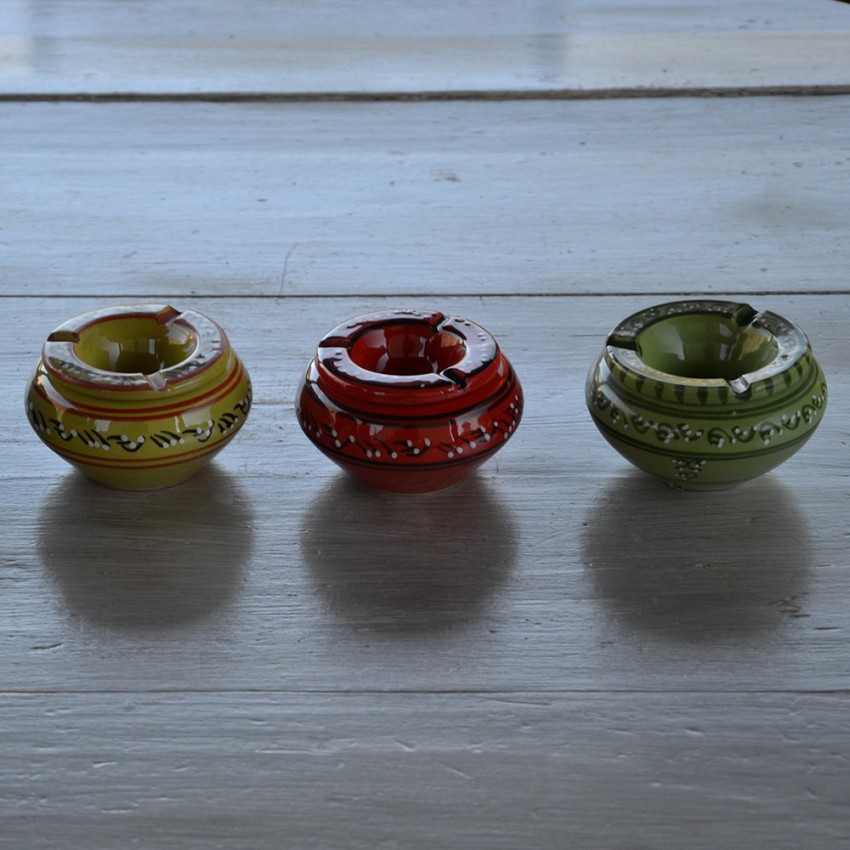 Cendrier tunisien Tatoué vert pistache - Moyen modèle