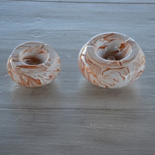 Cendrier anti fumée marbré marron et blanc - Moyen modèle