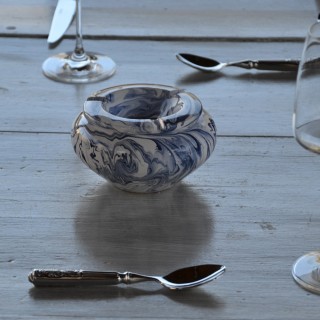 Cendrier anti fumée marbré bleu - Moyen modèle