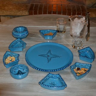 Service à apéritif Tatoué turquoise