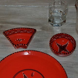 Service à apéritif Tatoué rouge