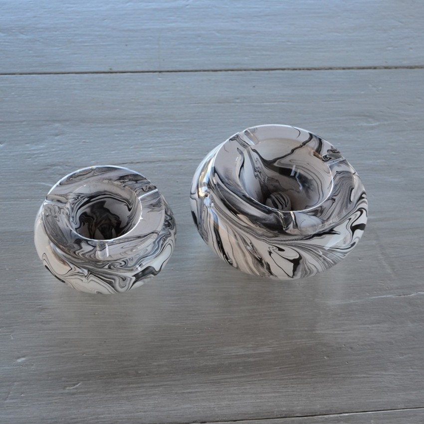 Cendrier Tunisien marbré noir et blanc - Petit modèle