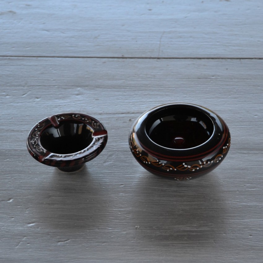 Cendrier anti fumée Tatoué noir - Petit modèle