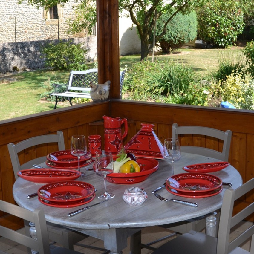 Plat ovale Tatoué rouge - L 20 cm