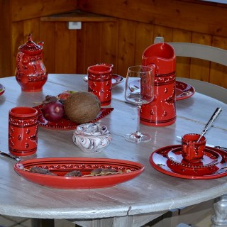 Plat ovale Tatoué rouge - L 24 cm