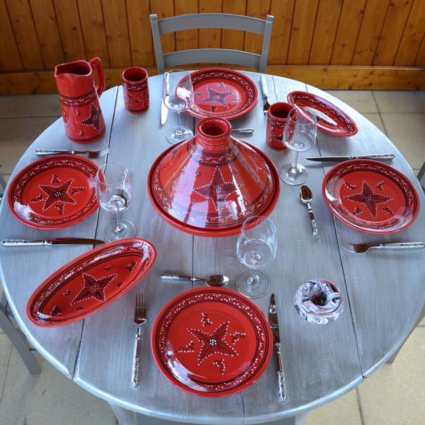 Plat ovale Tatoué rouge - L 40 cm